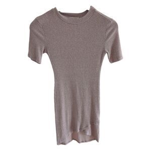 Heart Hips Ribbed Short Sleeve Cream Tunic S